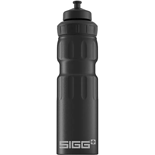 SIGG - Aluminum Sports Water Bottle Black - With 3 Stages Sports Cap - Leakproof - Lightweight - BPA Free - 25 Oz