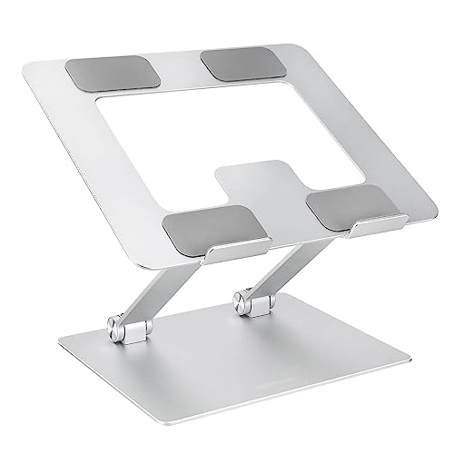 Amazon Basics - Laptop Stand for Desk, Portable and Adjustable Laptop Riser, Holds All Laptops and Notebook up to 17.3 Inch, 10 x 8.7 x 6 in, Silver
