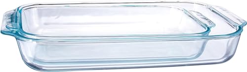 Pyrex Basics Clear Oblong Glass Baking Dishes, 2 Piece Value-plus Pack Set Made in the USA