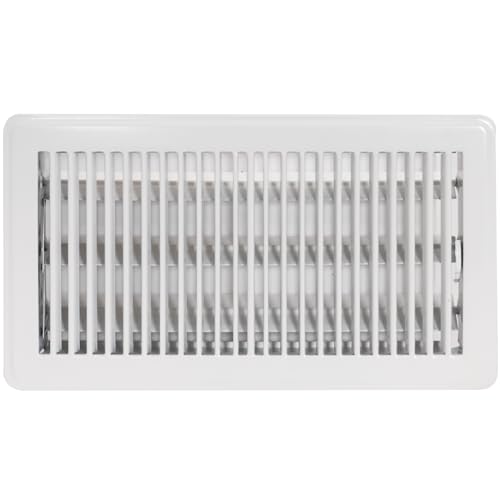 EZ-FLO 6 x 12 Inch (Duct Opening) White Air Vent Cover for Floor, One-Way Ventilation Register Diffuser, 7-1/2 Inch x 13-1/2 Inch (Overall Dimensions), Solid Steel HVAC Cover, 61638