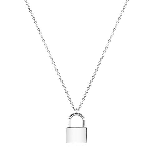 MEVECCO Dainty Lock Necklace Silver Plated Padlock Necklaces Delicate Everyday Necklace Letter Necklace Jewelry Gift For Women