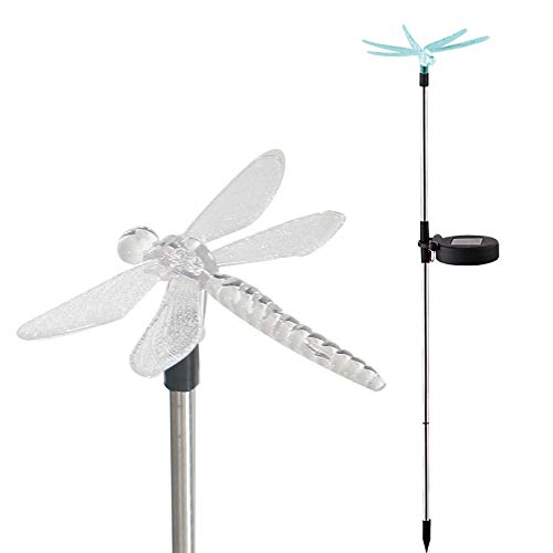 EZiGarden Waterproof Outdoor Solar Garden Stake Light with Vivid Color Charging Figurine –Dragonfly LED Garden Landscape Lawn Lamp for Flower Beds Backyards Decoration, 1Pack