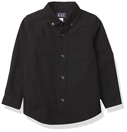 The Children's Place Baby Boys And Toddler Boys Long Sleeve Oxford Button Down Shirt,Black,4T