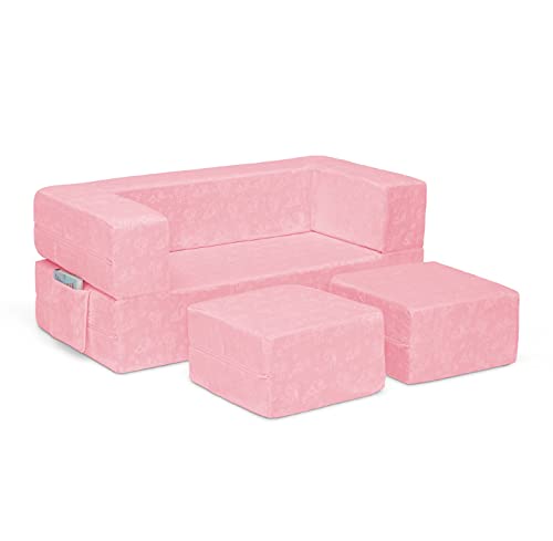 Delta Children Sleeper Convertible Play Sofas, 3 Piece Set, Pink