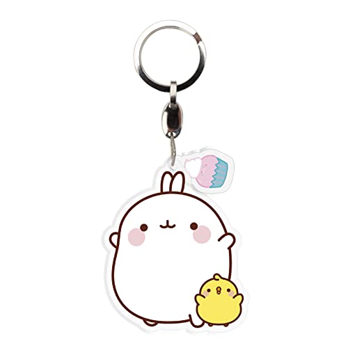 ABYSTYLE Molang Cupcake Acrylic Keychain Featuring Piu Piu & Molang Korean Cartoon Accessories Merch Gift