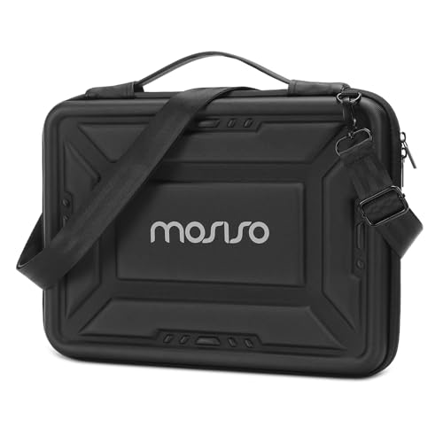 MOSISO Hard Shell Laptop Case Compatible with MacBook Air 13 M2 A2681 A2337 A2179 A1932/Pro 13 M2 M1 A2338 A2251 A2289 A2159 A1989 A1706 A1708, Symmetric Geometric Laptop Bag with Strap, Black