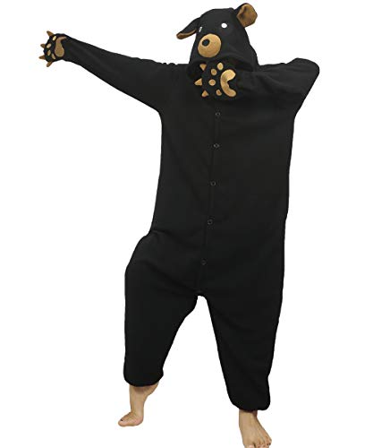 dressfan Animal Onesie Bear Onesie Cosplay Costume with Paw glove black white (S(59'-63'), Black)