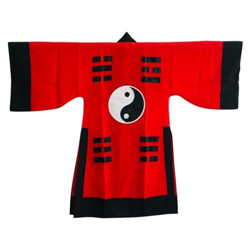 Generic Chinese Exorcist Taoist Robe Traditional Maoshan Ching-Ying Priest Master Costume Bagua Wudang Tai Chi Monk Cosplay Uniform (Red, Height-175cm)