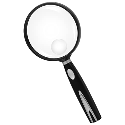 Feosky Handheld Reading Magnifier, 10X 30X Magnifier, 75mm Shatterproof Lens, Rubbery with Non-Slip Soft Handle for Seniors Reading and Kids Nature Exploration, Insect and Hobby Observation(Silver)