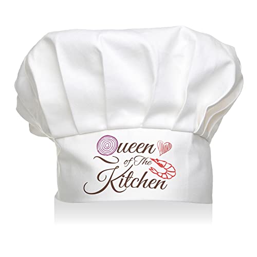 CREATCABIN Funny Chef Hat Queen of The Kitchen Chef Hat Heart Onion Lobster Pattern Adjustable Elastic Kitchen Catering Cooking Cap for Mom's Birthday Mother's Day Baker Men & Women White Christmas