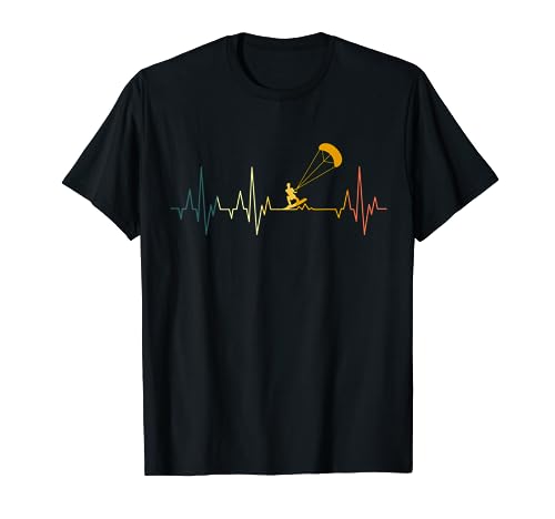 Kitesurfer Heartbeat Retro Kitesurfing EKG Kiteboarding Pulse T-Shirt