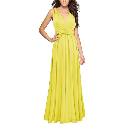 Women Dress Women Sexy Infinity Bandage Wrap Backless Maxi Dress Wedding Bridesmaid Floor Length Evening Ball Gown Yellow