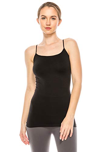 Kurve American Made Basic Seamless Cami, UV Protective Fabric UPF 50+ (Made With Love In The USA) Large/X-Large (One Size) Black