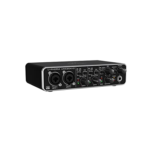 Behringer U-Phoria UMC204HD Audiophile 2x4 USB Audio/MIDI Interface with MIDAS Mic Preamplifiers, 24-Bit/192kHz Resolution