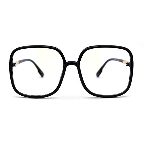 SA106 Womens 90s Oversize Rectangular Butterfly Clear Lens Eyeglasses Black Gold