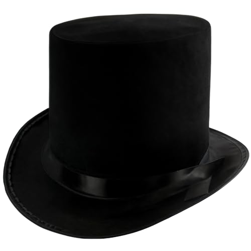 Funny Party Hats Black Top Hat - Victorian Hat for Men - Felt Tuxedo Costume Hat - Coachman Hat - Dress Up Hat