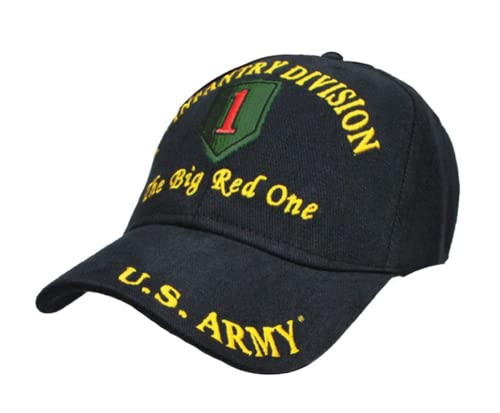 EE U.S. ARMY 1ST INFANTRY DIVISION THE BIG RED ONE Direct Embroidered Hat - Color - Veteran Owned Business, Black