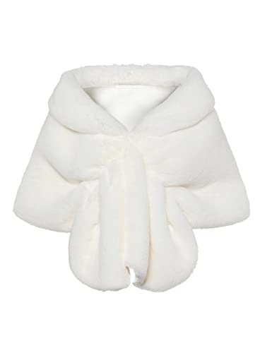 BABEYOND Womens Faux Fur Collar Shawl Faux Fur Scarf Wrap Evening Cape for Winter Coat