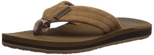 Quiksilver boys Carver Suede Youth Kids Flip Flip Sandal, Tan - Solid, 6 Big Kid US