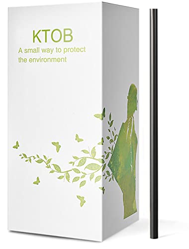 200 Count 100% Compostable Plant-Based PLA Straws-KTOB Biodegradable Black Cocktail Drinking Plasticless Straws-Eco Friendly Plastic Bar Straws