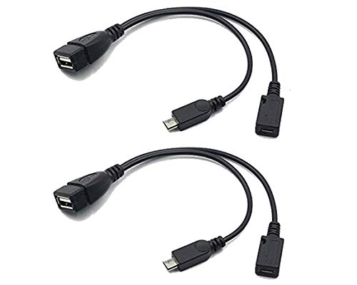 2 Pack OTG Cable Replacement for Fire Stick 4K, Amazon Fire TV, Compatible with Samsung Galaxy LG Android Phone Tablet Micro USB Host with Micro USB Power