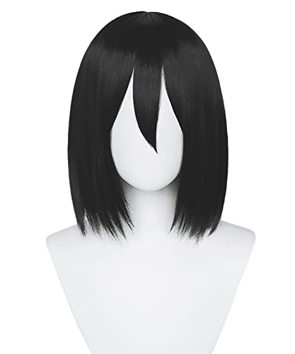 PWEINCY Women Men Hair for Mikasa Ada Fyodor Dostoevsky Cosplay Wig Short Straight Black Anime Party Halloween Costume Wigs