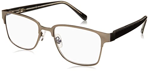 Foster Grant Men's Donovan Square Reading Glasses, Gunmetal/Transparent, 53 mm, +1.00