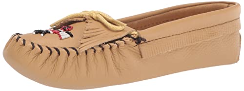 Minnetonka Women's Thunderbird Softsole Moccasin,Natural,6 M US