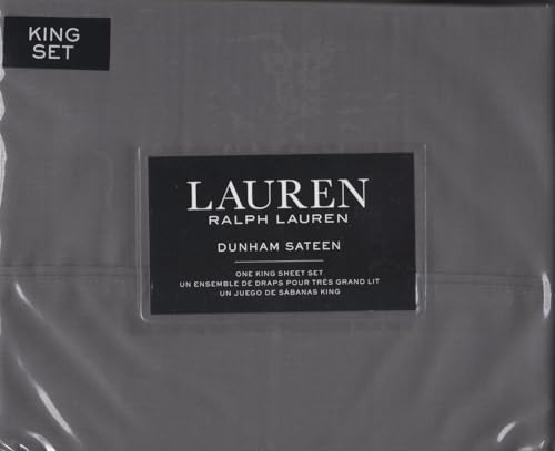 Ralph Lauren 300 tc Thread Count Dunham Sateen Cotton Dark Grey King Sheet Set