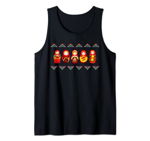 Russian Matryoshka Babushka Flowers Nesting Dolls Tank Top