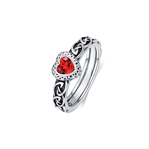 Luyona Celtic Knot Ring for Women 925 Sterling Silver Heart Promise Ring, Gorgeous Ruby Eternity Wedding Band Engagement Ring, Size 5-9 (Withe Gift Box)-5