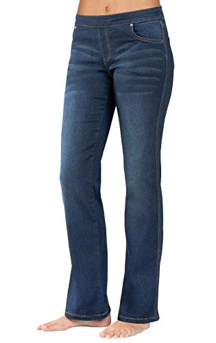 PajamaJeans Womens Bootcut Jeans Distressed - Curvy Jeans, Indigo, L / 12-14