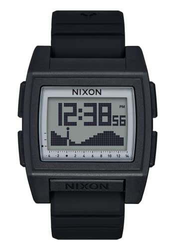 NIXON Base Tide Pro A1307 - Black/Positive - Digital Watch for Men and Women - Water Resistant Surfing, Diving, Fishing Watch - Water Sport Watches for Men - 42mm Watch Face, 24mm PU Band