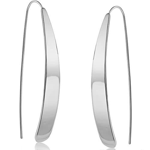 Silver Drop Earrings for Women - Silver Long Earrings for Women, Teardrop Earrings for Women, 925 Sterling Silver Plated Tear Drop Earrings, Silver Dangle Earrings for Women, Silver Threader Earrings