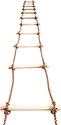 ISOP Tree Climbing Rope Ladder for Adults & Kids 16ft (5m) Hanging Ladder - Outdoor or Indoor Swing Set Accessories - Playground Equipment - Obstacle Ladder Rope for Children
