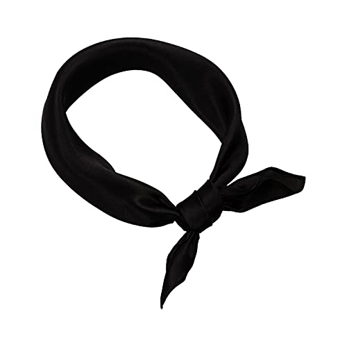 100% Pure Mulberry Silk Scarf for Women 21'Square Satin Head Hair Neck Scarves Luxury Small Lightweight Black Neckerchief