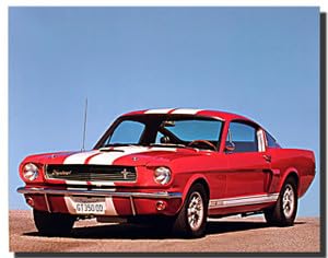 1966 Red Ford Shelby Gt 350 Mustang Vintage Car Art Print Poster (16x20)