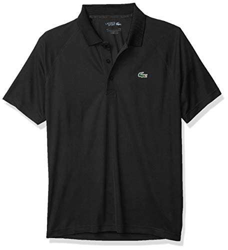 Lacoste Men's Sport Short Ultra Dry-Raglan Sleeve Polo, Black, Medium