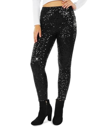 Tipsy Elves Black High Waisted Sequin Leggings for Women Size Small