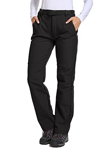 Jessie Kidden Women's Waterproof Pants Hiking Ski Snow Fish Fleece Lined Insulated Outdoor Golf Travel Pant (801F Black M 10)