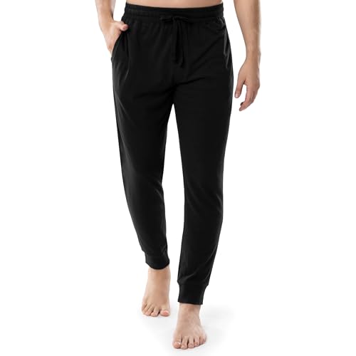 Fruit of the Loom Men's Jersey Knit Jogger Sleep Pant (1 and 2 Packs), Black, Large