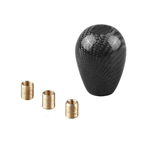 RYANSTAR Carbon Fiber Shift Knob with Adapters, Black Oval Ball Stick Shifter Knobs Compatible with Infiniti Lexus Mazda Mitsubishi Nissan etc（Smooth Surface）