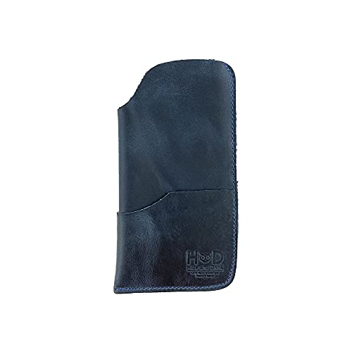 Hide & Drink, Rustic Sunglasses Case & Wallet Handmade from Full Grain Leather (Slate Blue)