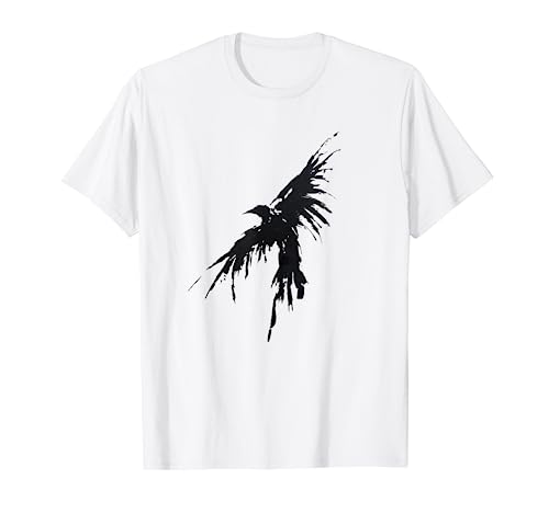Crow Raven Shirt Distressed Flying Bird Crow Tee Shirt
