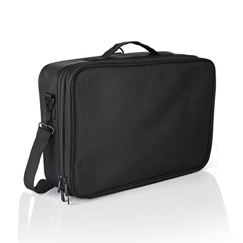 Portable Professional Organizer Makeup Bag 16', Makeup Artist Train Case, Makeup and Cosmetic Traveling Kit, Waterproof, Black (Large)
