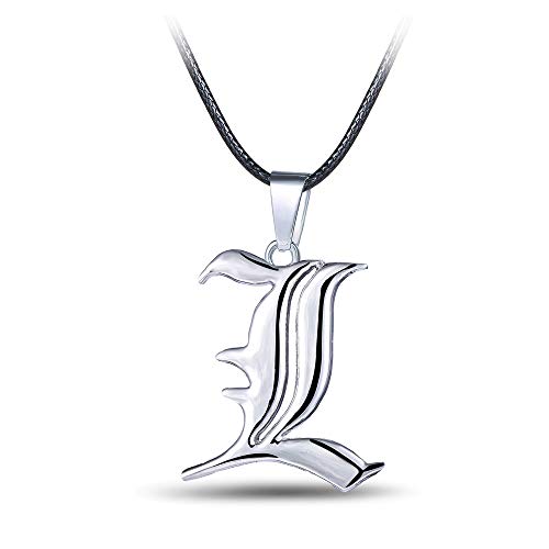 calhepco Death Note Cosplay Japanese Black Death Note Double L Pendant Chains Necklace for Women Men Friends