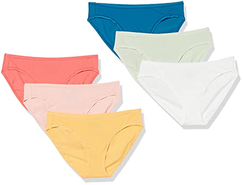 Amazon Essentials Women's Cotton Bikini Brief Underwear (Available in Plus Size), Pack of 6, Pretty Color Pops, Large