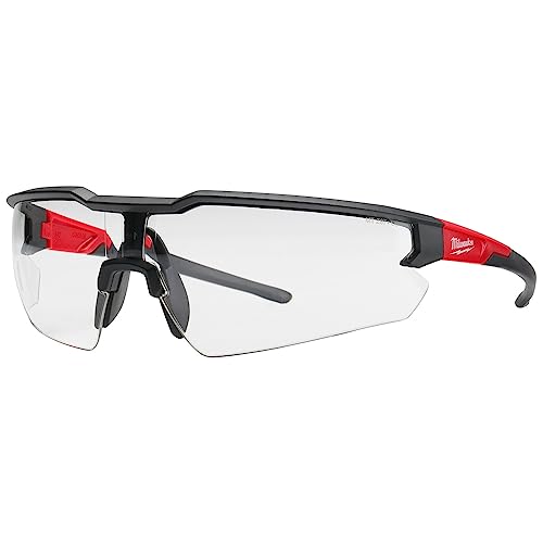 Milwaukee Anti-Scratch Safety Glasses Clear Lens Black/Red Frame - Case of: 1;