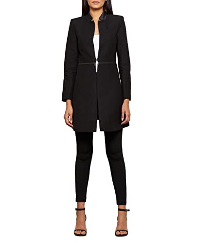 BCBGMAXAZRIA Women Long Sleeve 3/4 Length A Line Zipper Collar Coat, Black, Small