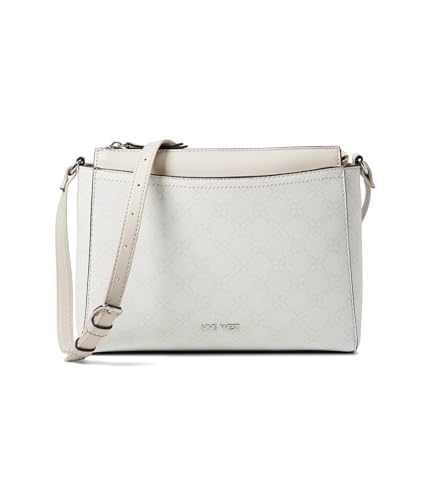 Nine West Bowie Mini Top Zip Crossbody, White Logo